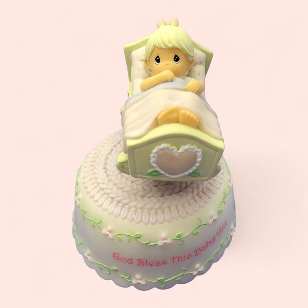 Precious Moments Baby Girl Musical Figurine2007 Retired God Bless This Baby Girl